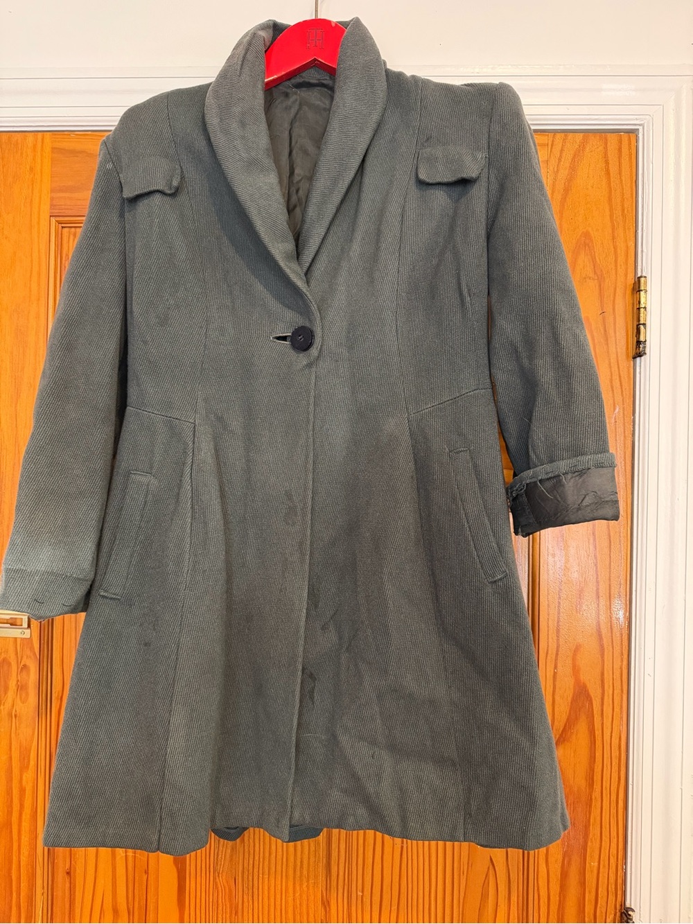 Women’s Dark Gray Wool-Blend Single-Button Coat